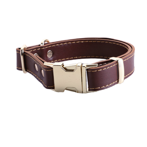 <span class=keywords><strong>Collar</strong></span> de perro de piel de vaca real de patrón sólido con cierre de botón <span class=keywords><strong>Collar</strong></span> de hebilla acolchado para mascotas suministros personalizables para mascotas - Product Image 5