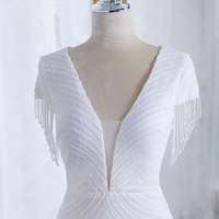 Nouvel arrivage de robes de mariée blanches élégantes sans manches en perles de luxe pour l'été robes de mariage en queue de poisson pour femmes