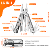 Outil multifonction 16 en 1 avec lame 440A et tête de pince CNC - Outil portable en acier inoxydable pour le camping, la survie en plein air, le bricolage et la réparation