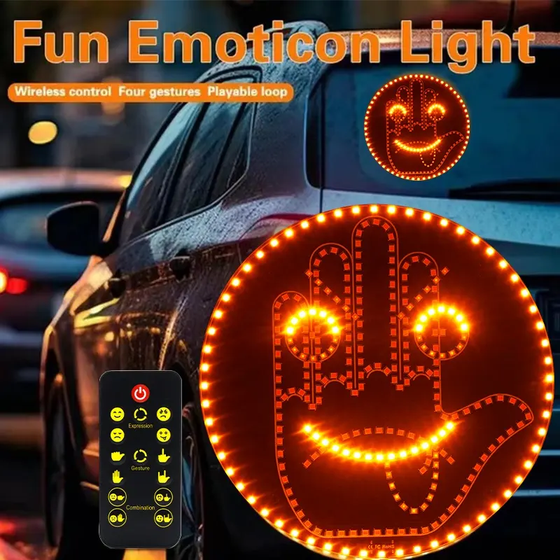 Werks-LED Spaß-Ausdruck-Licht Smiley-Gesichtslampe Rückenlicht Rückenfenster Windschutzscheibe Spaß Emotikon und Handlicht