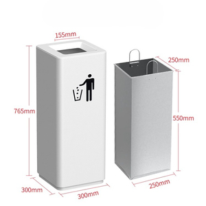 Cubo de basura de Metal para reciclaje de clasificación interior Estructura de pie de hierro de acero inoxidable sin tapa Cubo de decoración de pasillo de oficina - Product Image 4
