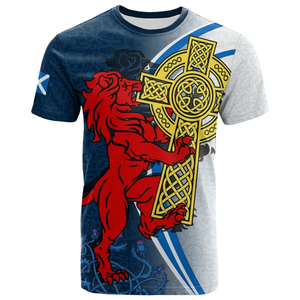 Sublimation <strong>Scotland</strong> <strong>T</strong>-<strong>shirts</strong> Clothing Manufacturers Scottish Lion With Kelt Cross Printing Custom Logo Men's <strong>Shirts</strong> - Product Image 1