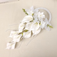 Buket Pengantin Kreatif, Rangkaian Bunga Polyurethane Buatan, Calla Lily Waterfall, Buket Genggam Putih Gaya Barat