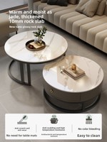 Mesa de Centro de Mármol de Lujo Nórdico, Moderna y Sencilla, de Metal Blanco y Piedra Dorada, Muebles de Salón para Cocina y Hogar