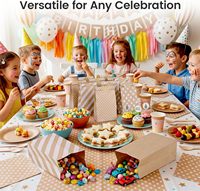Sacs en papier kraft brun avec autocollants, sacs de fête assortis, pour mariage, anniversaire d'enfants, emballage de vente au détail et friandises pour le déjeuner