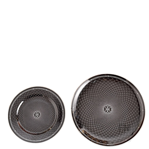 Service de vaisselle rond en porcelaine noire de luxe européen, style royal, en porcelaine fine noire et blanche pour mariage et réceptions - Product Image 1