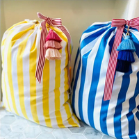 Sac d'emballage à cordon pour décoration de Noël Sac de rangement à cordon de serrage à rayures Sac à bonbons de Noël Sublimation en toile Sacs Père Noël