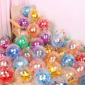 Set balon pesta ulang tahun isi balon Confetti Foil emas mawar perak bulat transparan Twinkle sinar jahe