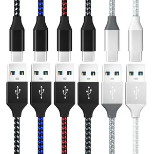 3M Braided Micro USB Data Cable For Mobile Android Smart Phone Fast Charging 10FT Cord Durable Quick Charger Type C Nylon Cable