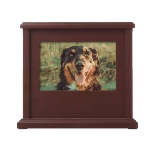 Wooden Square Pet <b>Urn</b> With Photo Frame Solid Wood Commemorative Burial Box For <b>Cats</b> And Dogs - Product Image 5