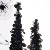 Schwarzer Zusammenklappbarer Glitzer-Weihnachtsbaum Pop-up Künstlicher Weihnachtsbaum mit Glänzenden Pailletten für Heim-Party Halloween Feiertagsdekoration
