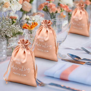 Sac en satin personnalisé avec nom logo date pour bat mitzvah Quinceanera mariage avec cordon de serrage sac cadeau portable rose poussiéreuse - Product Image 2