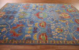 Blue/ <b>Gold</b> Indian Oushak Living Room Rug 9'x12' <b>Wool</b> Handmade Oriental Carpet multicolor customize rugs available - Product Image 6