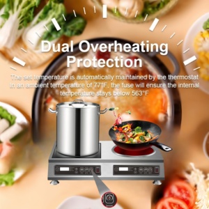 Cocina de inducción comercial de alta velocidad aplicada, función de desparasitación, carcasa de acero inoxidable cóncava plana para Hotpot doméstico - Product Image 5