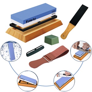 Set di pietre per affilare coltelli a doppia grana 3000/8000 con base in bambù, <span class=keywords><strong>pietra</strong></span> per livellare, guida angolare e stropp in pelle - Product Image 5