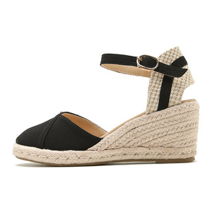 New Trendy Buckle Slingback Custom <strong>Espadrilles</strong> Women Canvas <strong>Wedges</strong> Shoes Platform Chunky <strong>Wedge</strong> Heel Sandals - Product Image 4