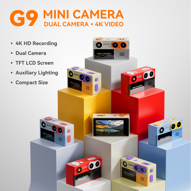G9 Mini Dual Camera 4K Video Recorder, 1.97" TFT LCD, 21 Shooting Filters, Auxiliary Lighting Portable Camera for Travel Moments