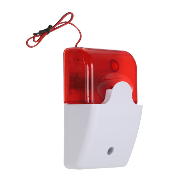 Mini Wired Durable DC 12V Security Alarm System Strobe Siren Flashing Red Light Motion Sensor 10m Detection Range ABS Material
