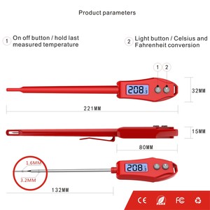 Direct-Plug Digital Display Barbecue <strong>Thermometer</strong> with Luminous <strong>Probe</strong> 572F Range Model DT-103 for Kitchen Food Home Outdoor Use - Product Image 5