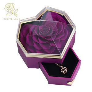 Boîte à bijoux en acrylique personnalisée, rose éternelle écologique, style <span class=keywords><strong>romantique</strong></span>, décoration d'intérieur, cadeaux pour la Saint-Valentin, la fête des mères - Product Image 1