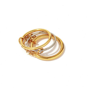 yunnique Geometric <b>Ring</b> 18k Gold Plated <b>Titanium</b> Steel Micro Pave Unisex Gift Jewelry - Product Image 4