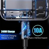 Kabel Pengisian Cepat USB Type-C 240W 6A untuk Kamera, Komputer, Ponsel & Power Bank - Bahan Nylon, Pengisian Cepat, Transfer Data