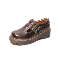 S0409X à la mode et populaire de haute qualité tempérament femmes fond épais mignon grosse tête petites chaussures en cuir