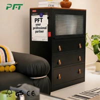 Armoire de rangement multifonctionnelle en acier, grande capacité, étagères réglables pour salon, bar à domicile, design moderne du milieu du siècle