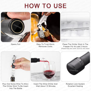Cheerfast Factory Venta al por mayor Ice Chilling Stick High-End Acero inoxidable Wine Chiller Stick Juego <span class=keywords><strong>de</strong></span> regalo - Product Image 5