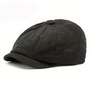 British Retro Newsboy Baker Boy <b>Mens</b> Gatsby Hat With <b>Flat</b> <b>Cap</b> Casquette Corduroy Newsboy <b>Cap</b> for <b>Men</b> - Product Image 4