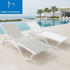 Chaise longue empilable en tissu Sling pour extérieur, hôtel, plage, piscine, en aluminium - Product Image 4