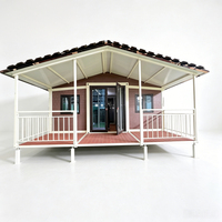 Maison conteneur extensible de 40 pieds, conteneur à double aile, maison pliable extensible, villa préfabriquée, hôtel/bureau en panneaux d'acier rouge