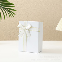 Grande boîte cadeau noire pliable avec couvercle et base, avec nœud, boîte d'emballage pliable pour chaussures et vêtements