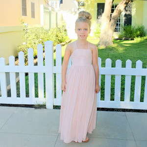 Robe de demoiselle <span class=keywords><strong>d</strong></span>'honneur rose sans manches en mousseline de soie pour enfants, robe de soirée formelle pour mariage - Product Image 1