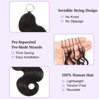 Extensions de tresses au crochet en cheveux humains brésiliens vierges, nœuds miracle, ondulation naturelle, micro-liens, longueur 14-24 pouces