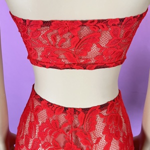 Conjunto de 2 Piezas para Mujer 2026, Top Tubo sin Tirantes de Encaje Transparente, Shorts Ajustados, Estilo Baddie para Club - Product Image 4