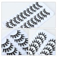 Lot de 10 paires de faux cils artisanaux effet 3D style manga, populaires, en fibres synthétiques imitation vison, naturels, en boîte