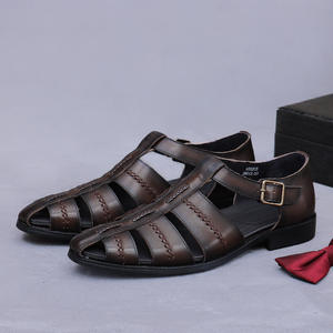 2026 Summer New custom-made hand-<b>woven</b> retro <b>leather</b> <b>sandals</b> for men, breathable and casual - Product Image 2