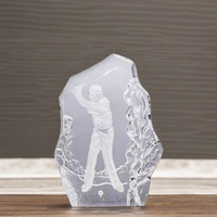 Trophée de golf unique en verre cristal K9 Iceberg, modèle artisanal, cadeau d'affaires, avec thème lettre, fait main, écologique, logo personnalisé