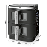 Friteuse à air double panier RAF R.50006 2800W, cuisinière domestique sans huile à double zone avec fenêtre de visualisation et commande tactile numérique