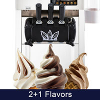 SIHAO-168 Machine à glaces molles 3 saveurs 18L/H avec écran LCD, machine à yaourt glacé, état neuf pour le lait