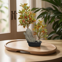 Arbre de Banyan Artificiel Haut de Gamme en Plastique et Soie Écologiques avec Effet de Paillettes Dorées pour Décoration Intérieure/Extérieure