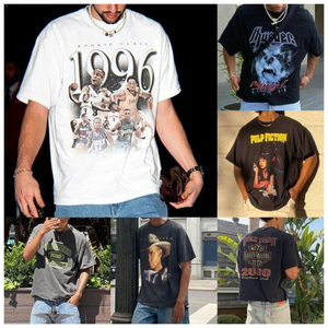 Vente en gros T-shirt unisexe 220 Gsm en coton 100% Dtg impression graphique à l'acide de lavage Design personnalisé T-shirt court pour hommes - Product Image 6