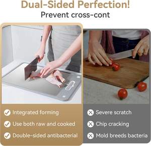 Planche à découper de cuisine en plastique, planche à découper personnalisée en acier inoxydable avec poignée pour la décongélation - Product Image 2