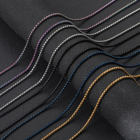 Chaînes de perles carrées en acier inoxydable de 3mm pour hommes Argent Or Noir Collier Pendentif Chaîne Bijoux Findings