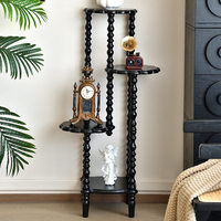 Étagère de présentation multi-niveaux de style rétro, étagère de rangement verticale, support à fleurs en bois massif à quatre niveaux, étagère d'angle, étagère latérale