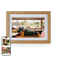 Cadre photo numérique tactile 10,1 pouces en bois, sans abonnement, avec horloge, prise en charge MP3 MP4 AVI - Vente en gros