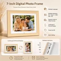 Cornice Digitale da Tavolo 7 Pollici con Schermo LCD, Riproduzione Automatica di Foto, Video e Musica, Calendario Elettronico e Display Orologio