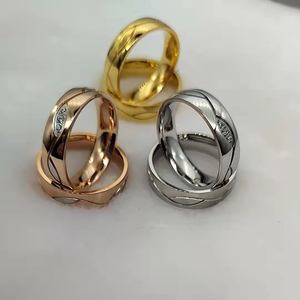 <span class=keywords><strong>Alliance</strong></span> de mariage pour couple, bijoux pour homme et <span class=keywords><strong>femme</strong></span>, <span class=keywords><strong>alliance</strong></span> en <span class=keywords><strong>acier</strong></span> <span class=keywords><strong>inoxydable</strong></span> plaqué or 14 carats, bague <span class=keywords><strong>femme</strong></span>, anillos vintage - Product Image 2