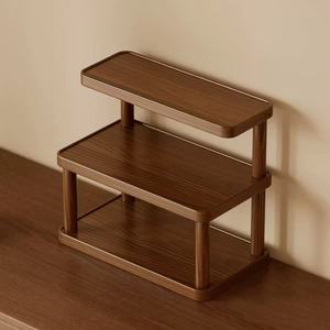 Desktop Shelf 3 Tier Wood Cup Organizer <b>Storage</b> Rack For Coffee Tea Mugs Kitchen <b>Tabletop</b> Use - Product Image 2